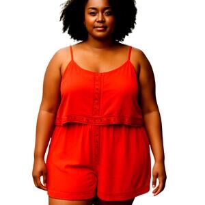 Rue + 3X Orange Women's Sleeveless Romper Jumpsuit Shorts Plus 22W 24W 3XL XXXL